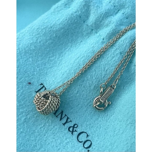 Tiffany & Co 18k Gold Mesh Twist knot Bead Ball 10mm Necklace 16” - Picture 9 of 12
